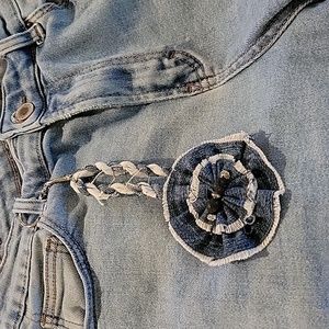 Upcycled Hand crafted keychain or purse, or pants decor made from jeans #1